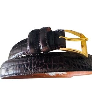 Ralph Lauren black textured leather belt with gold accents size small